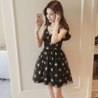 Glittered Star Strappy A-line Dress