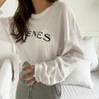 Drop-shoulder Letter Print T-shirt Ivory - One Size