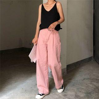 Plain Wide Leg Pants / Camisole Top