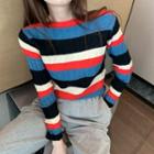 Striped Knit Top Red & Black & White - One Size