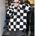 Checkerboard Fleece Jacket Checkboard - Black & White - One Size