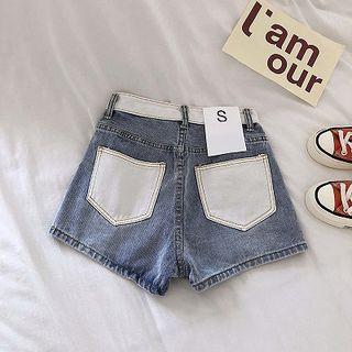Color-block High-waist Wide-leg Shorts