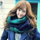 Color-block Knit Circle Scarf