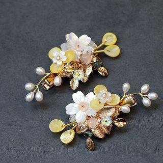 Retro Faux Pearl Flower Hair Clip