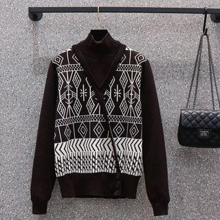Patterned Mock Two Piece Sweater