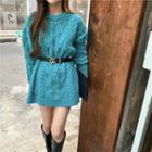 Twist Knit Sweater Turquoise Blue - One Size