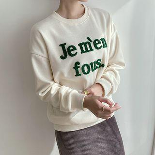 Letter-patched Fleece-lined Pullover