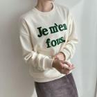 Letter-patched Fleece-lined Pullover