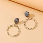 925 Sterling Silver Hoop Drop Earring 1 Pair - Gold & Blue - One Size