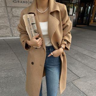 [black Label] Handmade Wool Blend Coat With Sash