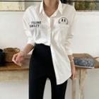 Smiley Letter Embroidered Shirt White - One Size