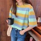 Wide-stripe Short-sleeve T-shirt