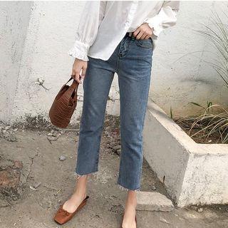 High Waist Cropped Denim Pants