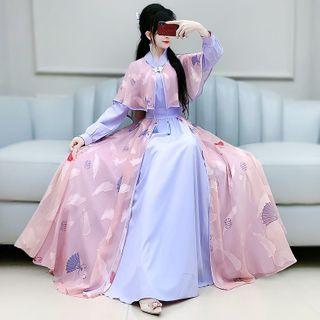 Mock Two-piece Printed Maxi Hanfu Dress