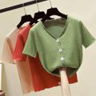 Short-sleeve Open Knit Cardigan