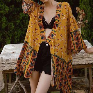Printed Beach Cover-up As Shown In Figure - One Size