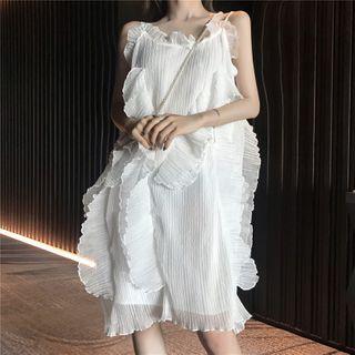 Ruffle Spaghetti Strap Shift Dress