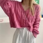 Long-sleeve Cable-knit Cropped Sweater