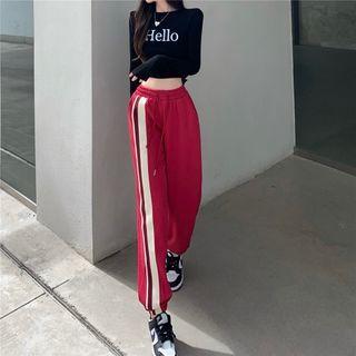 Long-sleeve Lettering T-shirt / Harem Pants