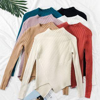 Mock-neck Asymmetric Knit Top