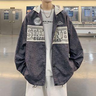 Long-sleeve Lettering Tie Dye Hooded Jacket