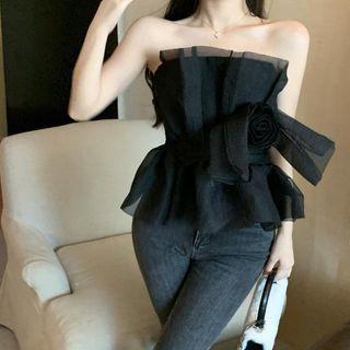 Floral Glitter Tube Top