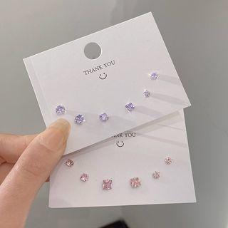 3 Pair Set: Rhinestone Stud Earring (various Designs)