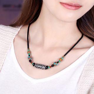 Beaded Necklace Black & White - One Size