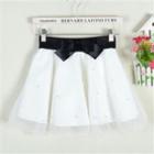 Bow-accent Beaded A-line Skirt White - One Size