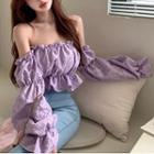 Off-shoulder Plain Ruched Blouse