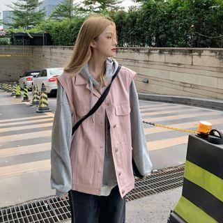 Plain Button-up Vest / Hoodie
