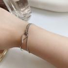925 Sterling Plain Bracelet S105 - Silver - One Size
