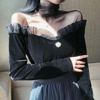 Paneled Velvet Blouse