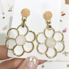 Glaze Alloy Flower Dangle Earring 1 Pair - Tangerine & White - One Size