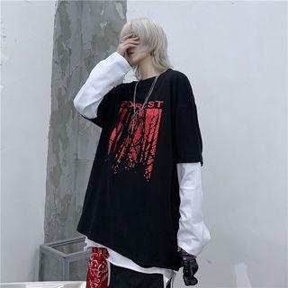 Mock Two Piece Printed Top