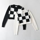 Checkerboard Cropped Sweater