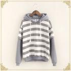 Mock Two Piece Striped Panel Hoodie