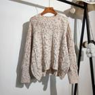 Round-neck Floral Cable-knit Sweater