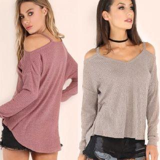 Cold Shoulder V-neck Top