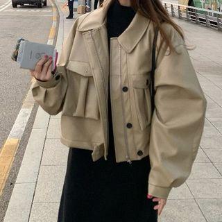 Button Jacket / Mock Neck Midi Dress
