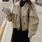 Button Jacket / Mock Neck Midi Dress
