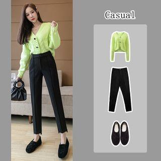 High-waist Cropped Tapered Pants