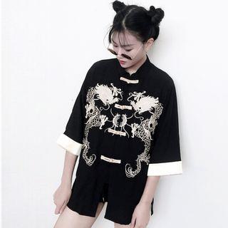 Dragon Embroidered 3/4 Sleeve Light Jacket