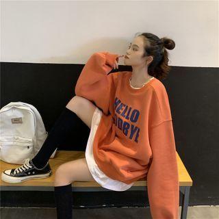 Wide Mock Two-piece Sweatshirt Lettering Medium Long-sleeve Top