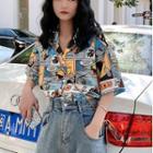 Short-sleeve Print Loose-fit Shirt As Shown In Figure - One Size