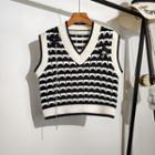 Patterned Sweater Vest White - One Size