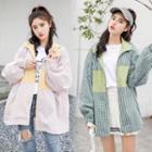 Paneled Check Zip Jacket
