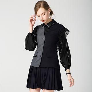 Mock Two-piece Sleeveless Shirtdress