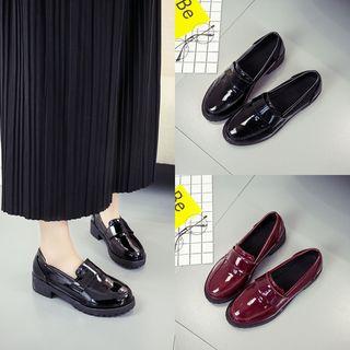 Plain Faux-leather Platform Loafers