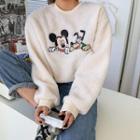 Mickey Mouse Embroidered Fleece Pullover